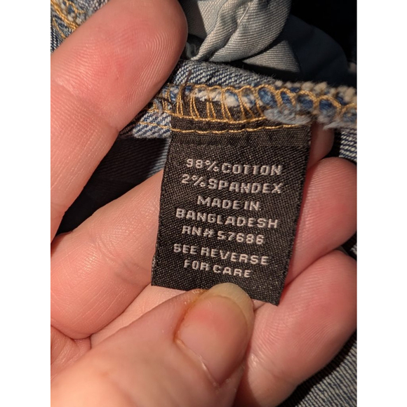 New Look Blue Jean Jacket with Red Rose Embroidery L, women's - Picture 5 of 7